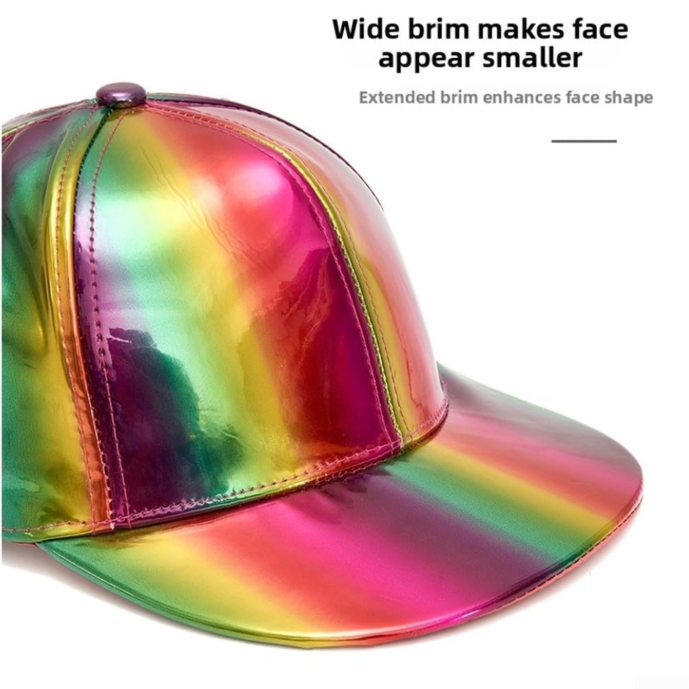 Gorra de Béisbol Holográfica PU Ajustable Iridiscente Gorra de