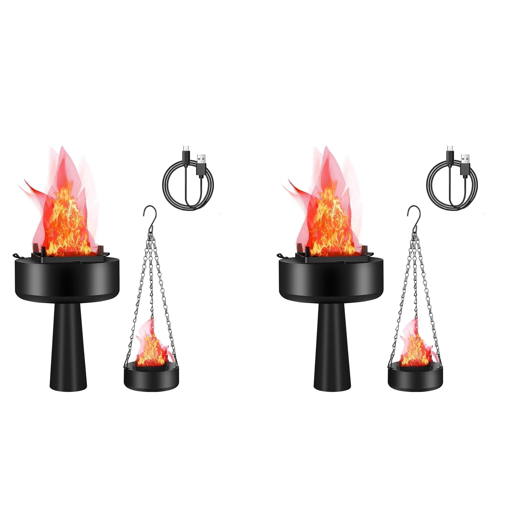 Feu de camp artificiel 3D rechargeable USB : lampe électrique