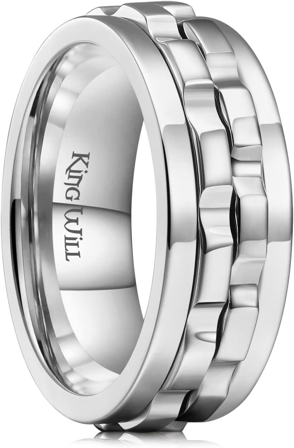 King Will Mens Black Gear Spinner Rings Stainless Steel Fidgets Two Black Gear Fidget Ring Anxiety Ring For Men Women Stress Free Cool Wedding Band