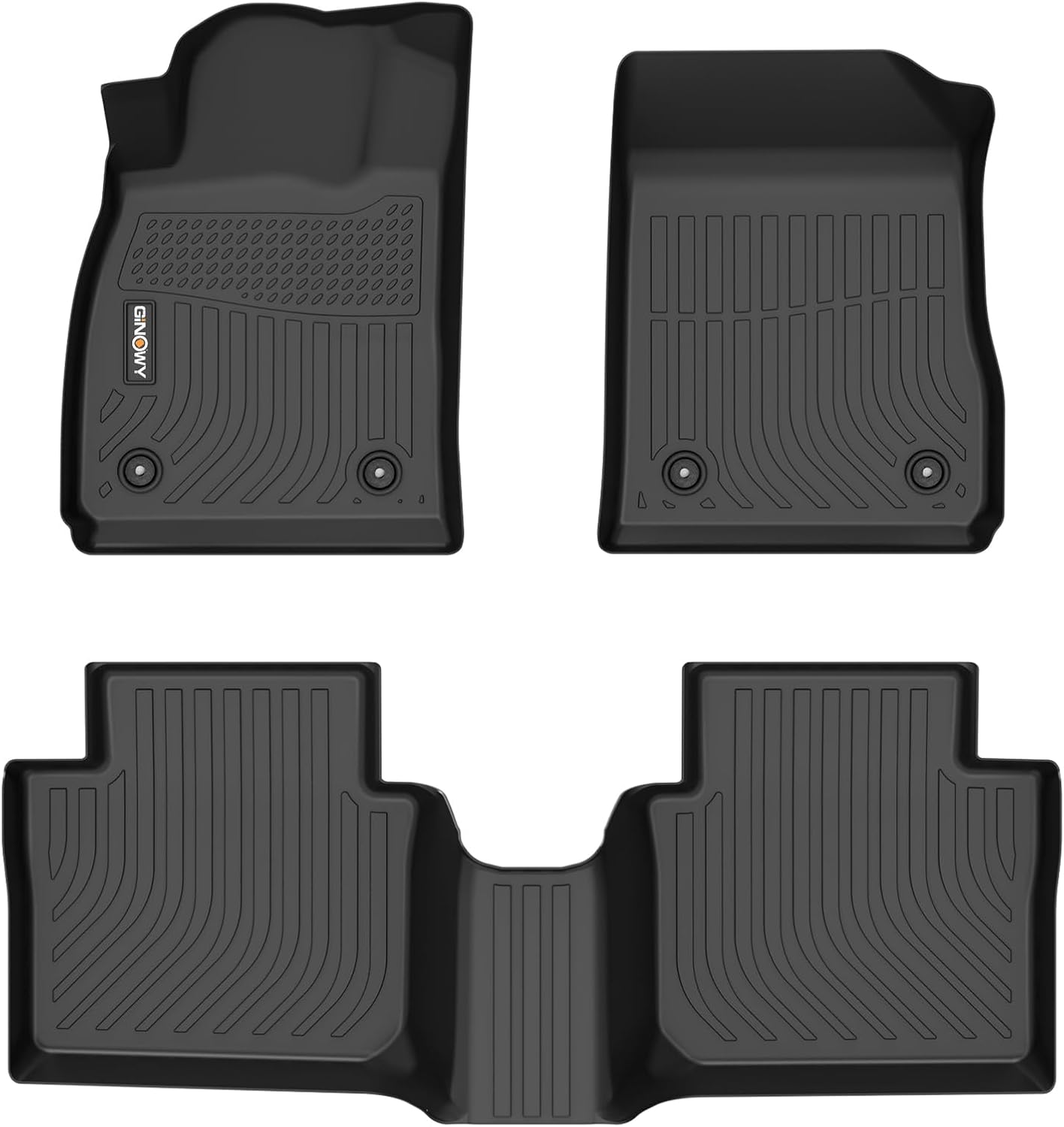 GINOWY-Floor Mats for Chevrolet/Chevy Impala 2014-2020, 1st+2nd Row, All Weather Car Mats Custom Fit for Chevy Impala Accessories Rubber Mat Floor Liners