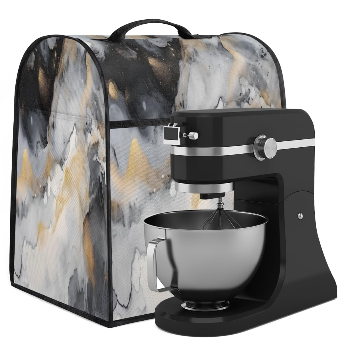 Coffee Maker Cover Black Grey Marble Kitchen Appliance Covers Small Appliance Covers Blender Cover Juicer Cover Dust Covers for Kitchen Appliances with Top Handle and Pockets,Washable,C769