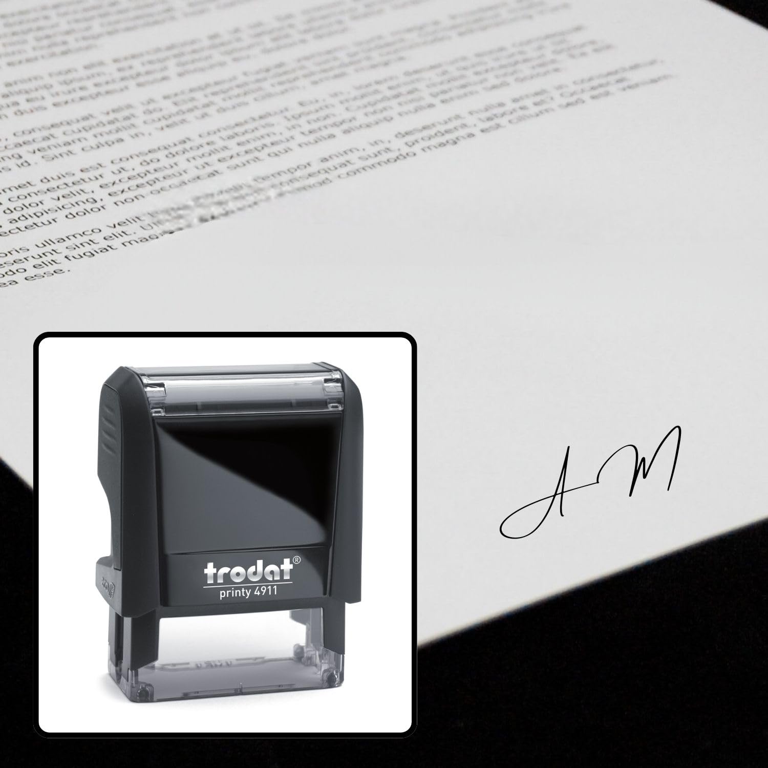 Trodat Timbro FIRMA Nero con Inchiostro Indelebile - Cartuccia Inclusa e Ricaricabile, Ideale per Ufficio, Liberi Professionisti, Medici, Avvocati (Nero cartuccia Nero, Piccola - 38 x 14 mm)