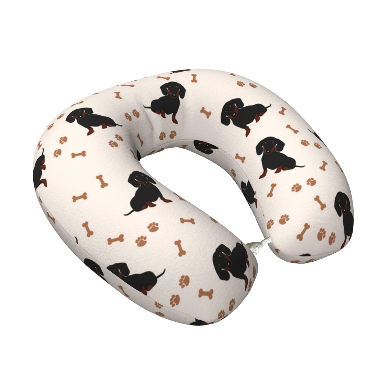 LKYMOH Cute Dachshund, Travel Neck Pillow U-Shaped Memory Neck Support Soft Comfortable With Washable Cover For Airplane Car Traveling and Office