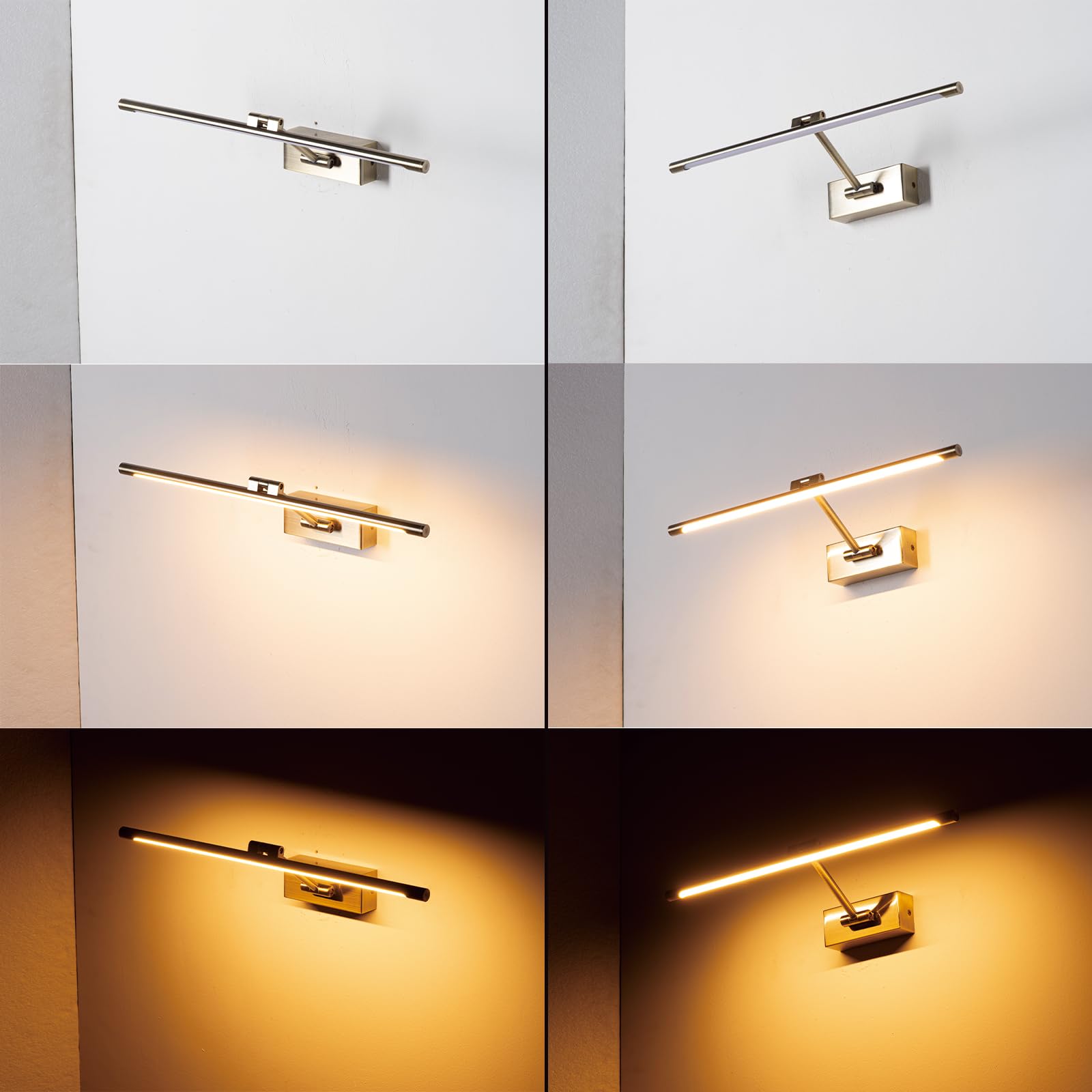 Alpinaluz Aplique LED Cobre Envejecido 48 cm 10W Luz Blanca Cálida 2700K MIRO Brazo Articulado Orientable Iluminación para Cuadros y Espejos Acabado Dorado Cepillado con Driver KGP