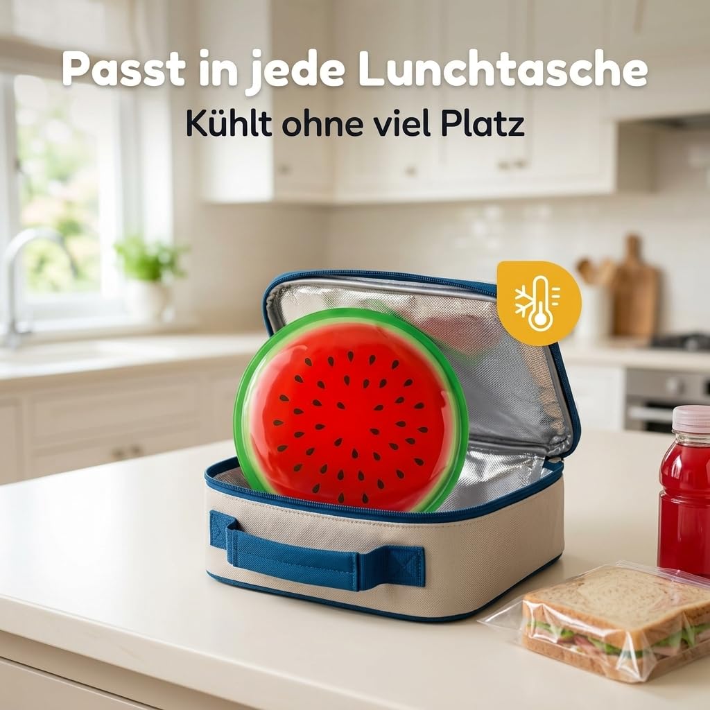 MIJOMA Set di 3 cuscinetti refrigeranti con stampa di frutta, Ø 16 cm, perfetti per l'estate, barbecue, picnic e bomboniere, plastica alimentare