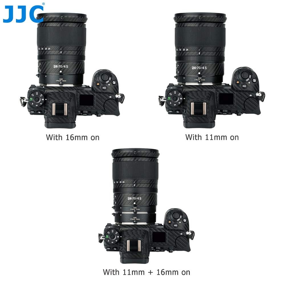JJC 11mm/16mm Sets Metal Tubo de Extensión TTL Enfoque Automático AF para Nikon Z Mount ZR Z9 Z8 Z7, Z7II, Z6, Z6II, Z5, Z50 Z30 Zf Zfc Cámara Digital y Lentes Z Mount