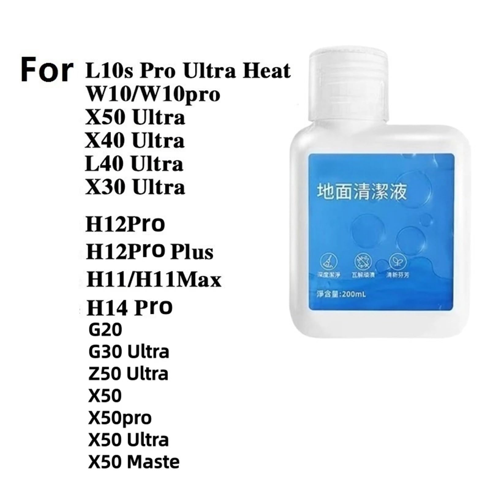 Solución limpiadora de suelos de 200 ml, compatible con MOVA Z50 Ultra/ Z60 Ultra/ AWH6(8 bottles)