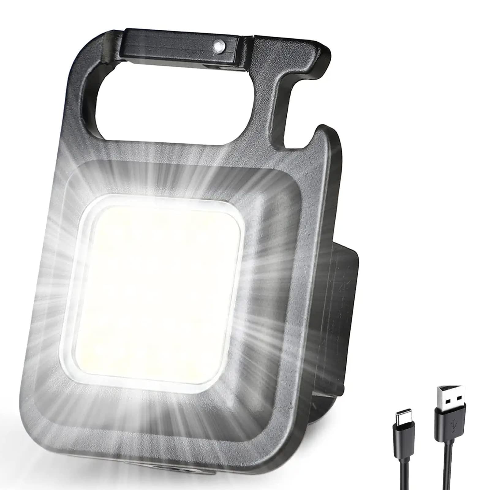 Komire Mini Keychain Flashlights, 800 Lumens Bright COB Rechargeable Keychain Light Pocket Flashlight 4 Light Modes with Folding Bracket Bottle Opener and Magnet Base for Camping & Nighttime Trekking-image-12