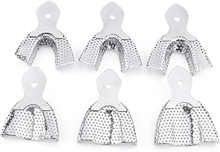 6Pcs Stainless Steel Dental Autoclavable Repeatedly Used Dental Impression Trays Upper and Lower