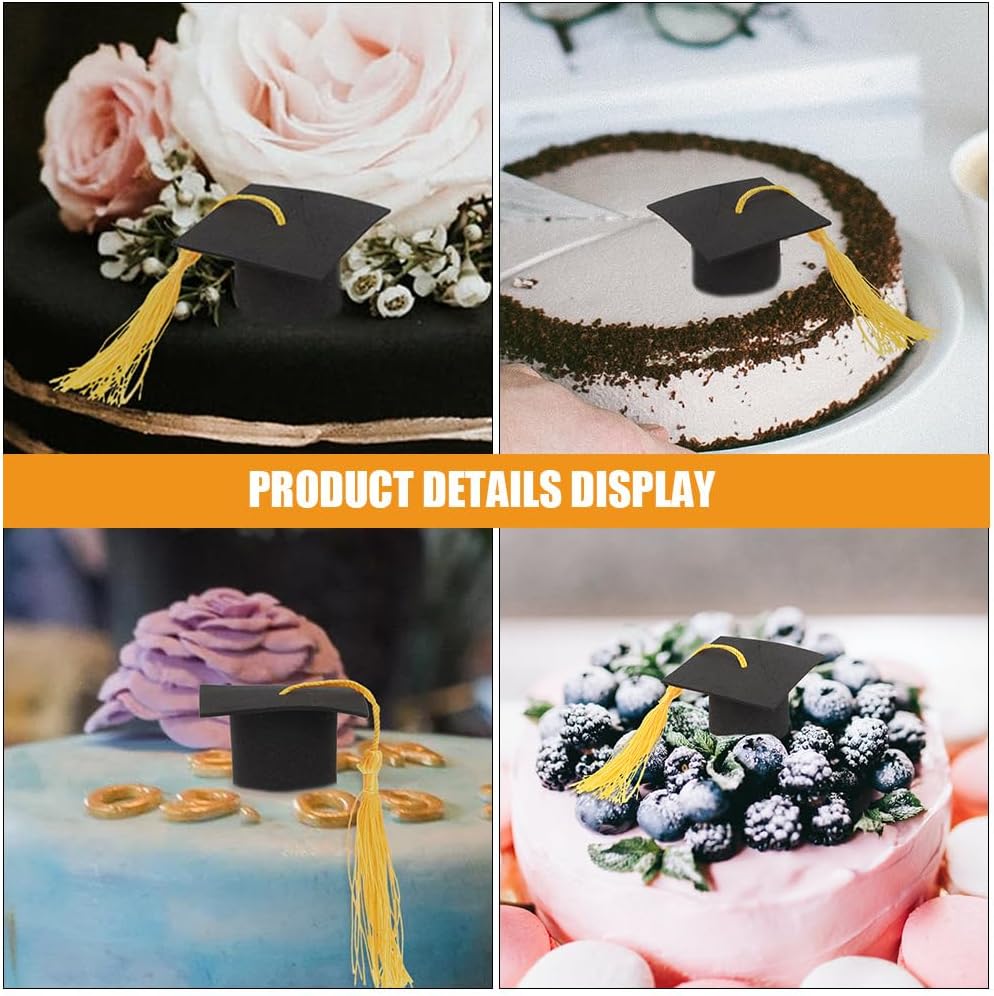 12pcs Cake Decoration Hats Toppers Caps Decors Grad Hat Cake Topper Party Paper Wine Bottle Mini - Image 6