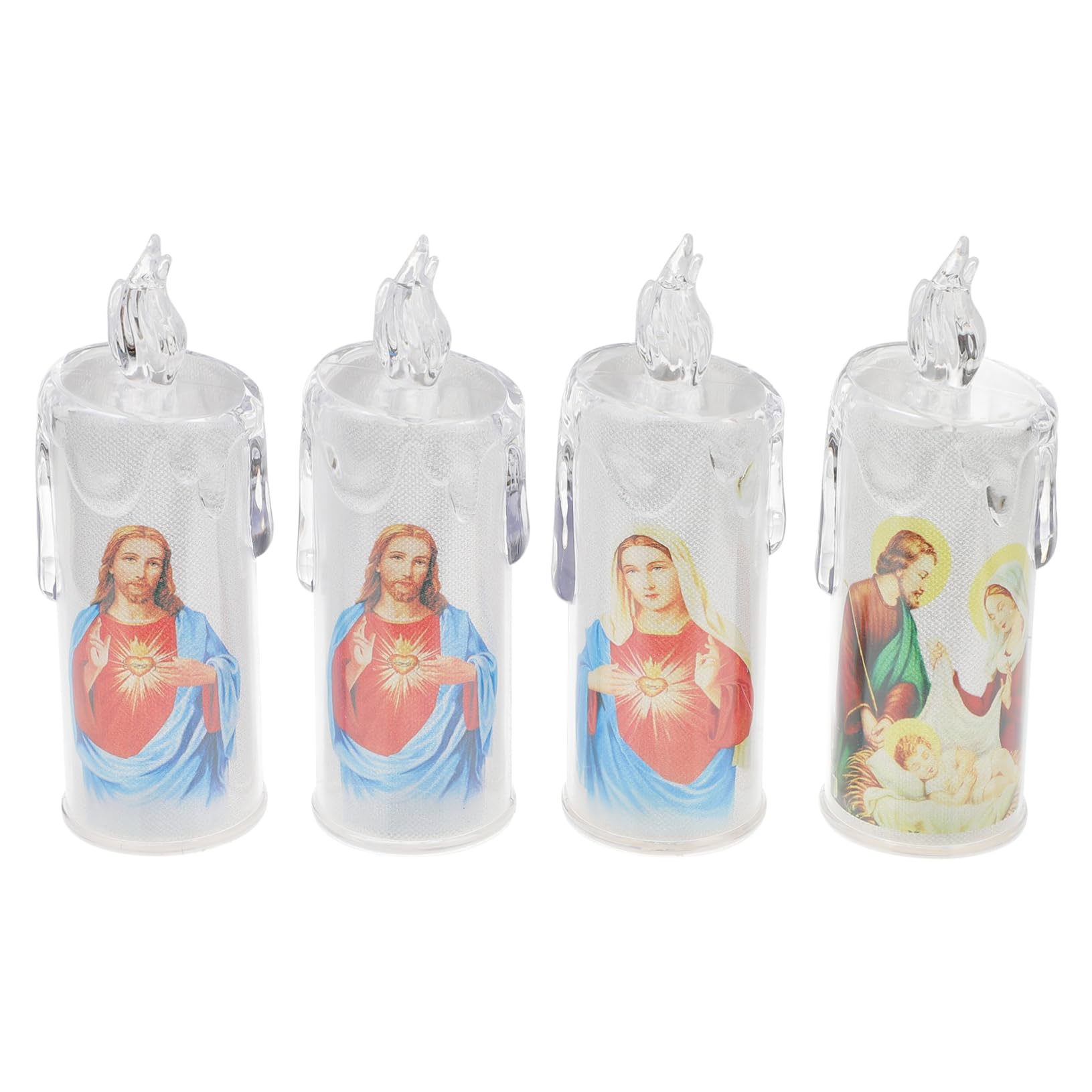 HOMSFOU Religious Candles Battery Operated Holy Catholic Led Candle Lamps Smokeless Home Decor Simulated Candle Lights 4