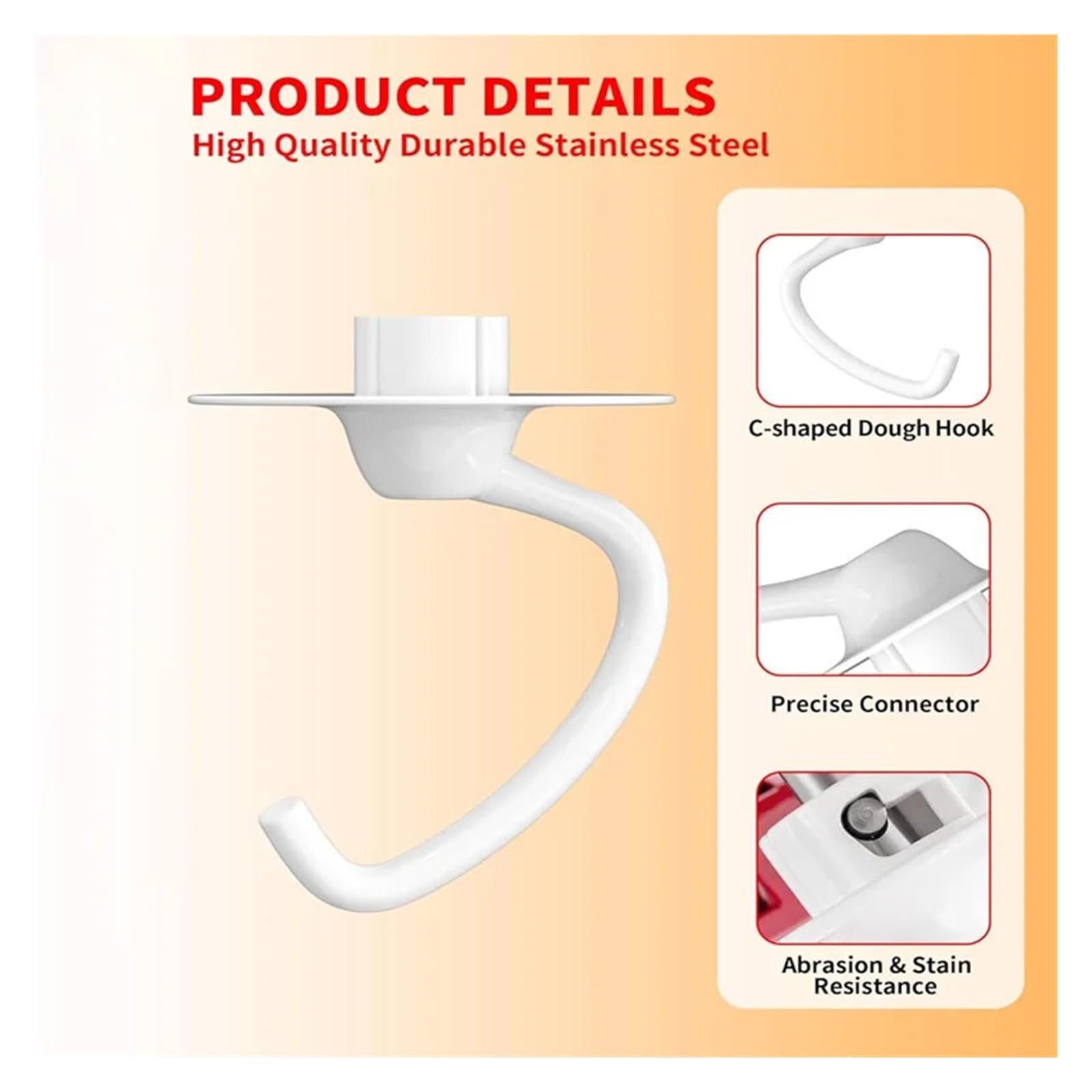 Compatible con KitchenAid, gancho for masa recubierto K45DH, KSM90/150
