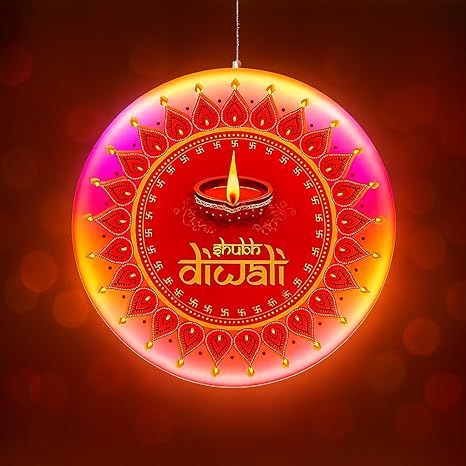 Gesto Shubh Diwali LED Board Light – Multicolor Double-Sided Hanging Display | Festival Lights for Home, Door Entry, Balcony,Corporate Offices, Showrooms, Mandir,Pooja Pandal & Diwali Decoration Items
