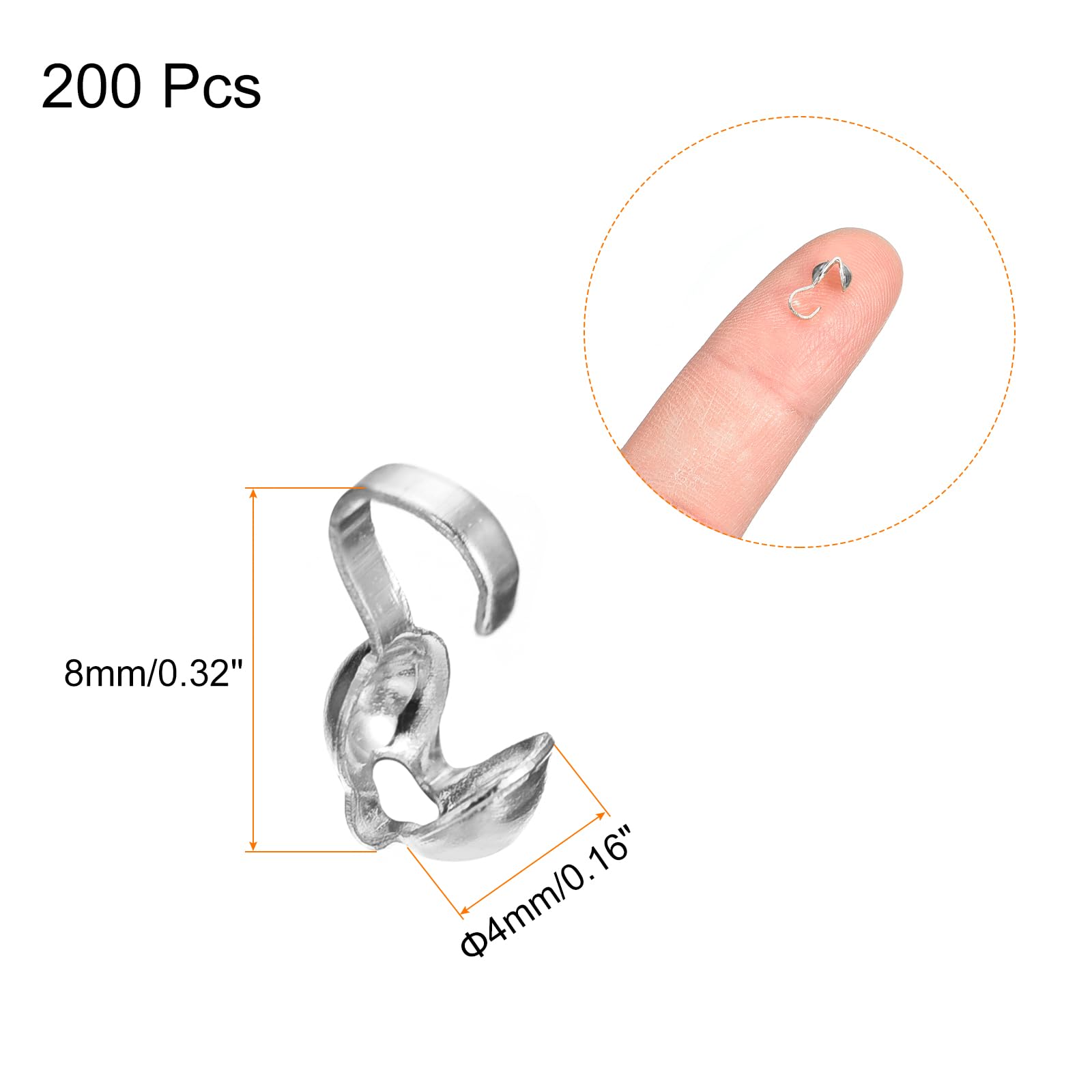 uxcell 200Pcs Open Bead Tips Knot Covers - Image 2