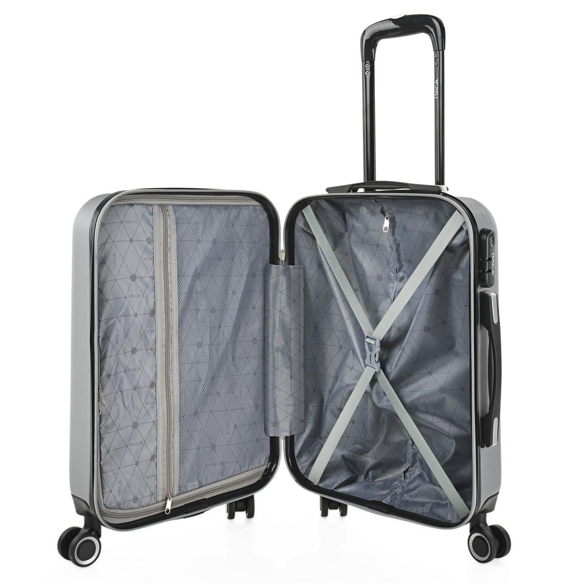 ITACA - Maleta de Cabina 55x40x20 de Viaje rígidas Trolley con 4 Ruedas Dobles para Avion Ligera Equipaje de Mano candado de combinación., Plata — view 6