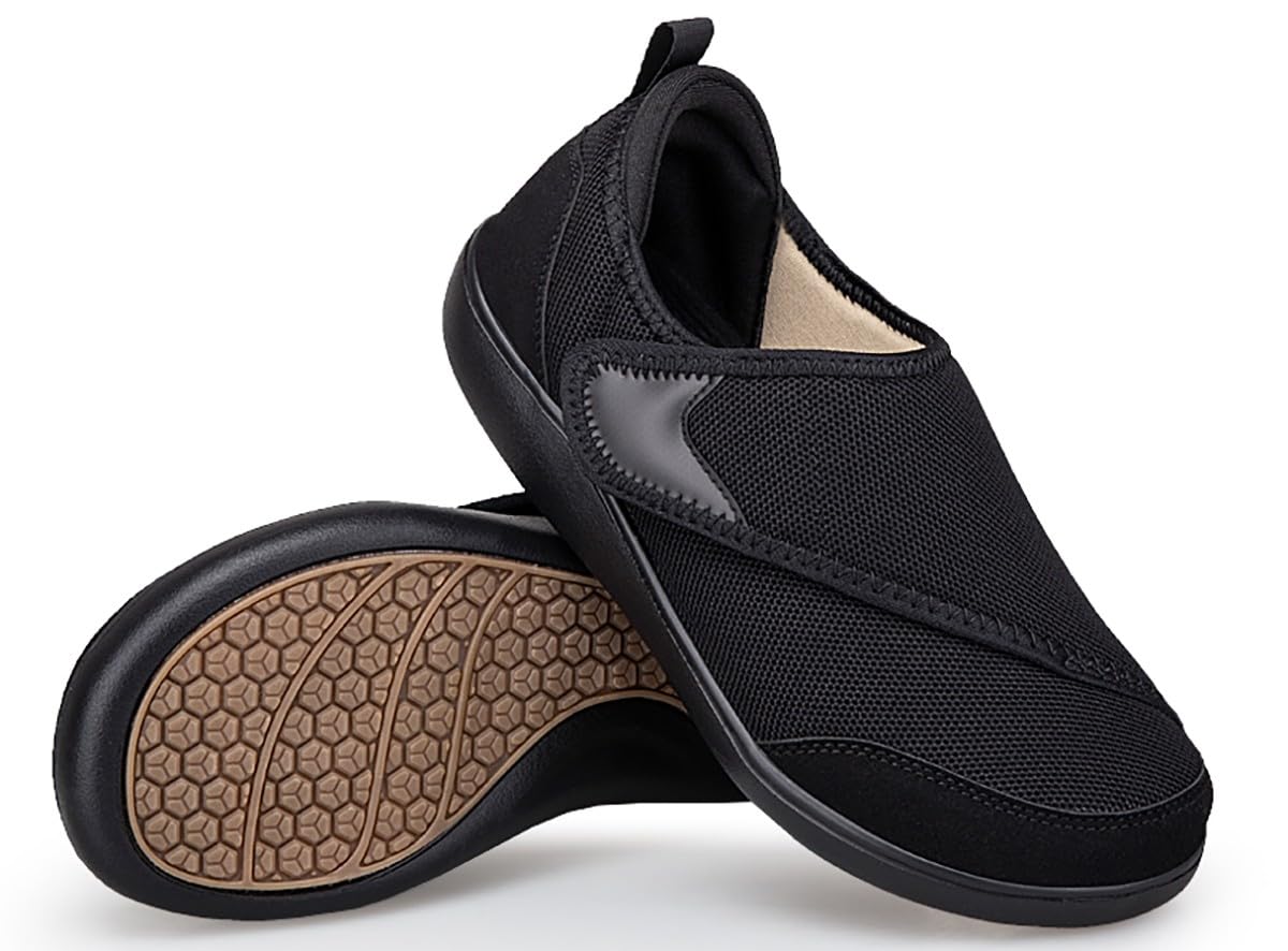 Gaatpot Hausschuhe Damen Herren Extra Weit mit Klettverschluss Walking Freizeit Verbands Schuhe für Geschwollene Füße Leichte Senioren Schuhe 36-44