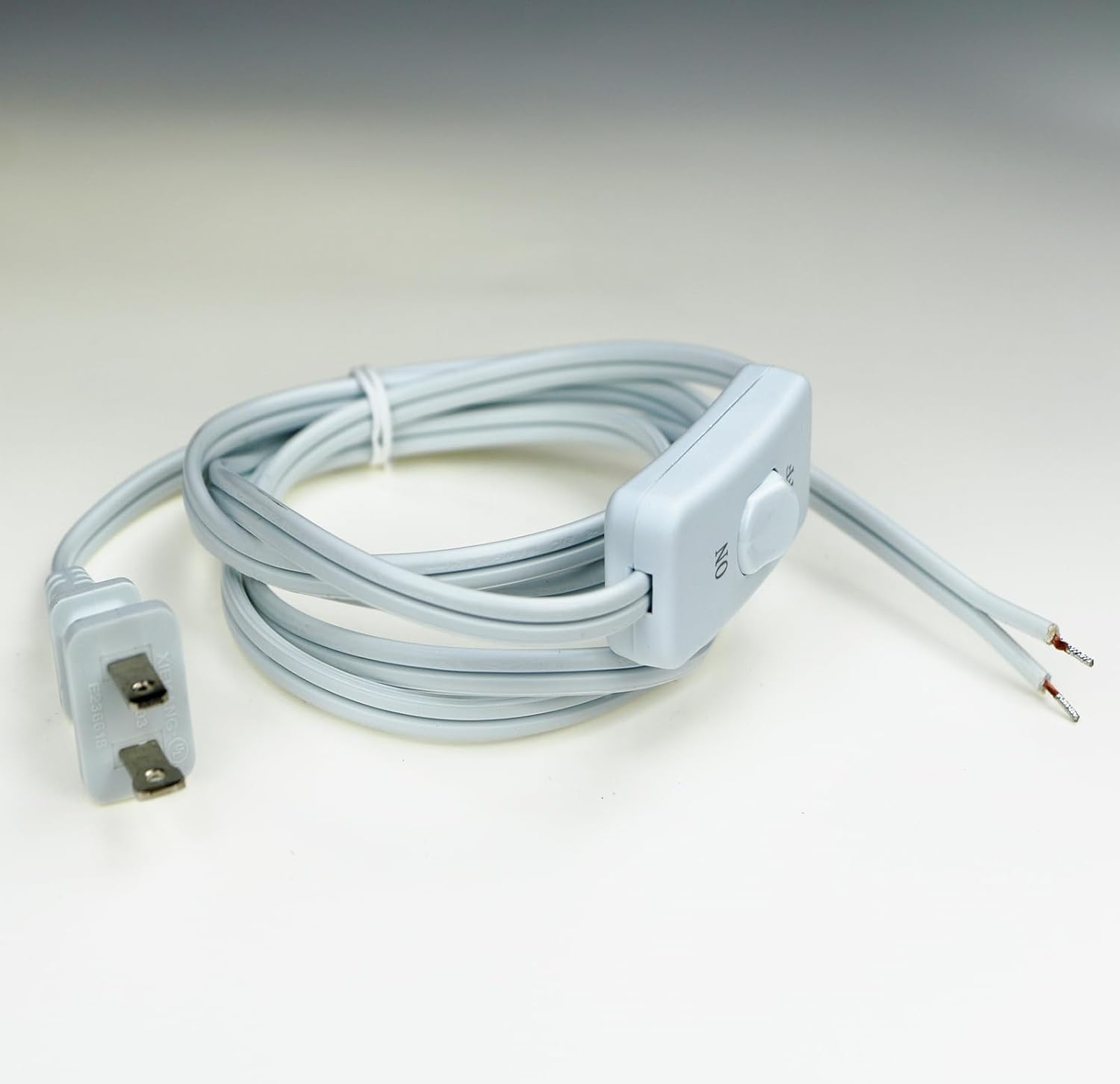 white10FT1pcs 12Feet Lamp Cord with Switch On Off, 6Ft 18AWG 2 Prong Power Cord with 3A Switch,Pure Copper Wiring Tail Stripped (white10FT1pcs)