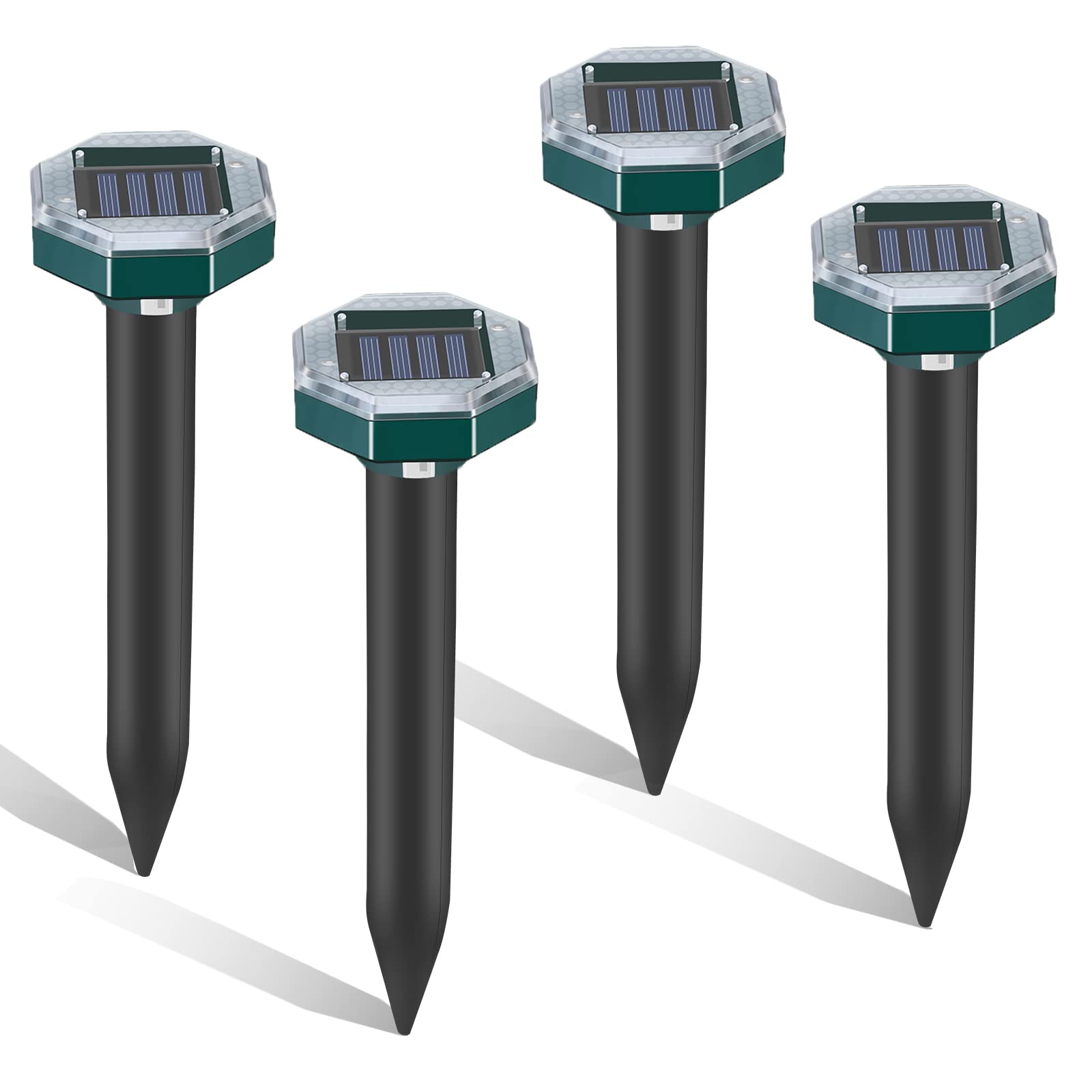 ELIOELIO Mole Repellent, Solar Mole Repellent Ultrasonic, 4 Pack Outdoor Lawn Mole Repellers, Mole Repellent Solar Powered, Waterproof Vole Repellent for Rodents, Mice, Moles, Gophers, Voles, Snakes