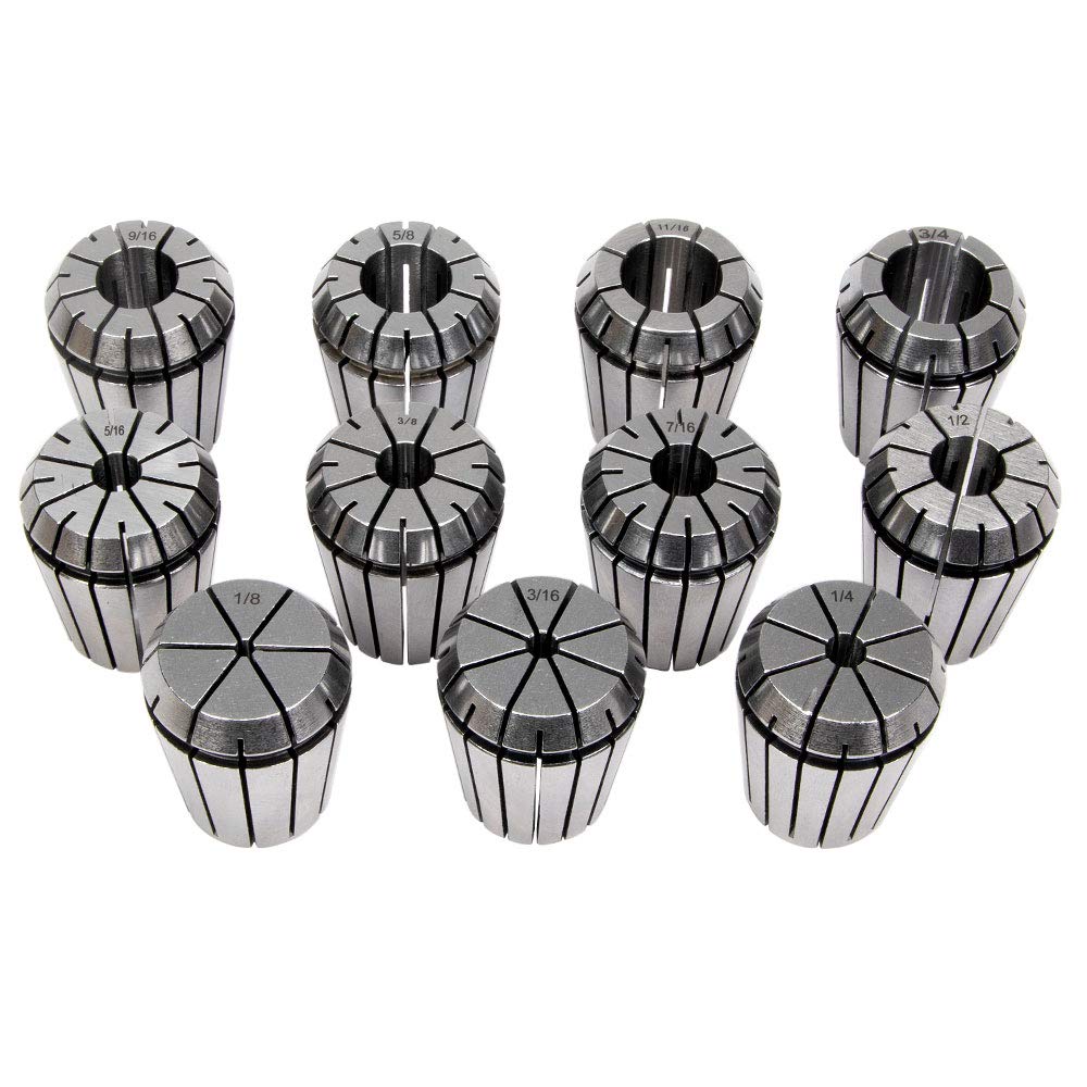 ER-32 Collet Set - 11 Piece Set - Sizes 1/8" to 3/4" by 16ths - Made of High-grade Tool Steel, LittleMachineShop.com (2558)