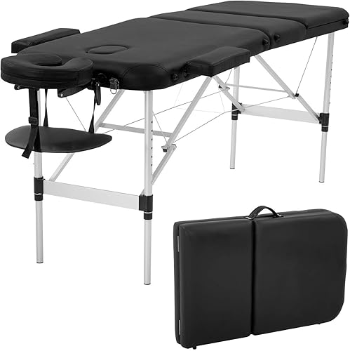 Miniatura 9 de Mesa de masaje profesional portátil altura ajustable 2 cama de masaje plegable con funda de transporte, cama de spa de belleza, cuna de salón facial