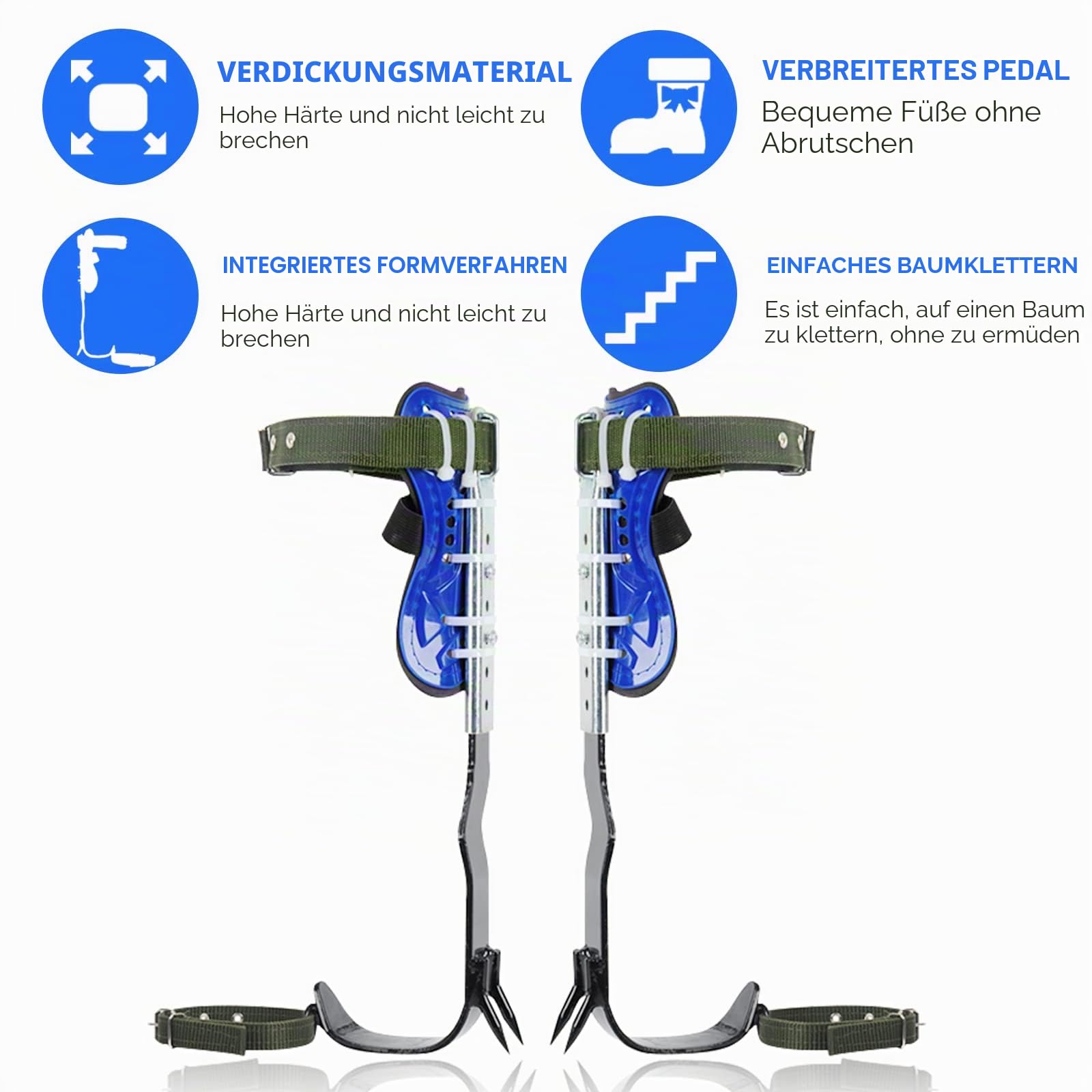 Baumkletterbaumspikes Tree Climbing Tree Spikes mit 2 Zahnrädern und 5-Punkt-Sicherheitsgurten, Klettern von Bäumen Steigeisen Tree Climber Set Verstellbare Wadenhöhe
