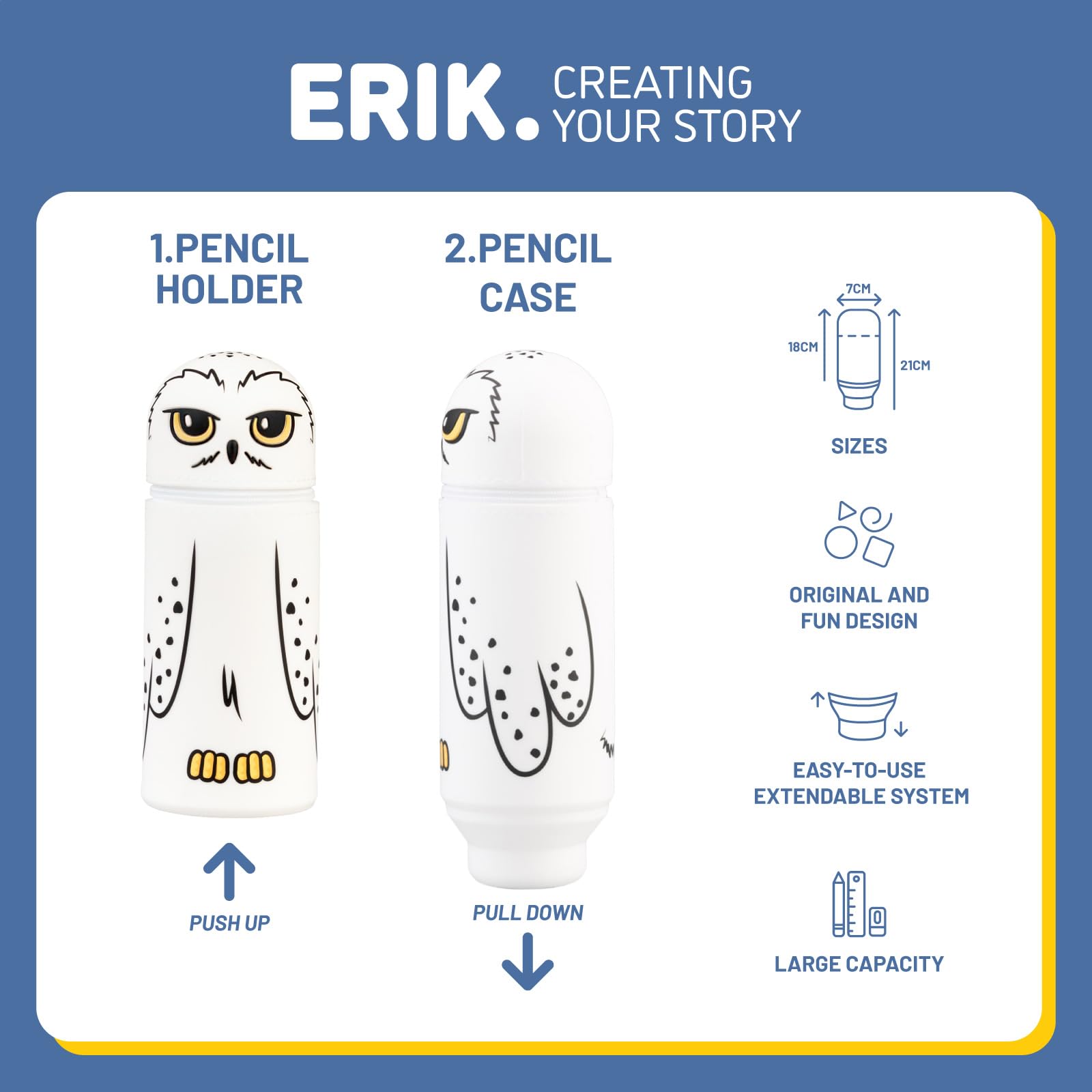 Grupo Erik School Pencil Case - Hedwig Harry Potter Gifts | Expandable Pencil Cases, Back To School Supplies, Office Stationery Supplies | Harry Potter Stationery