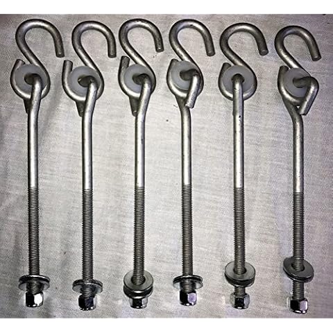 swingsetaccessories.com 6 pc - 8" Open Hook Bolt Hangers (6" Shaft Length) Cover