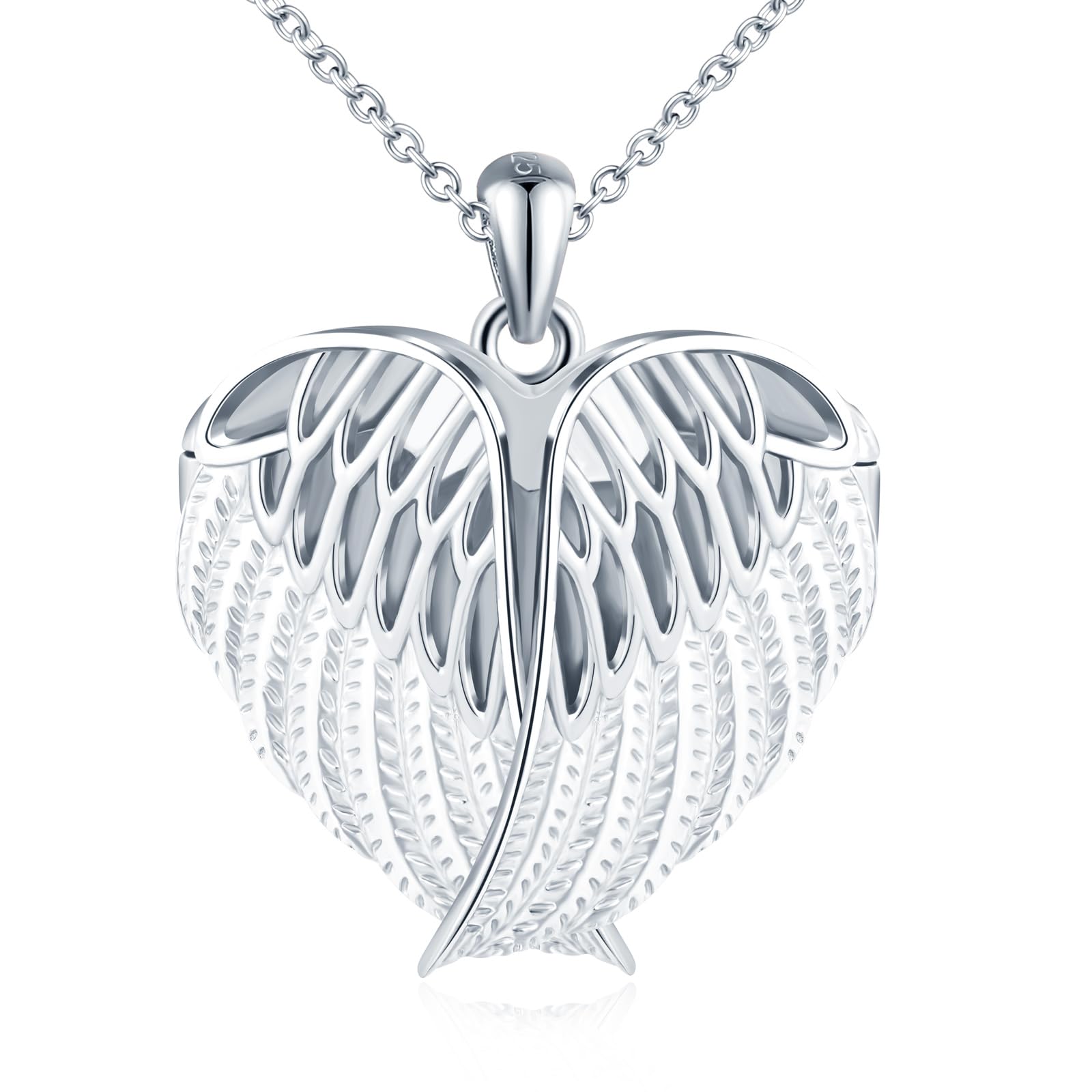 Collana con medaglione ovale a forma di colibrì. Gioielli in argento con bue - Italia