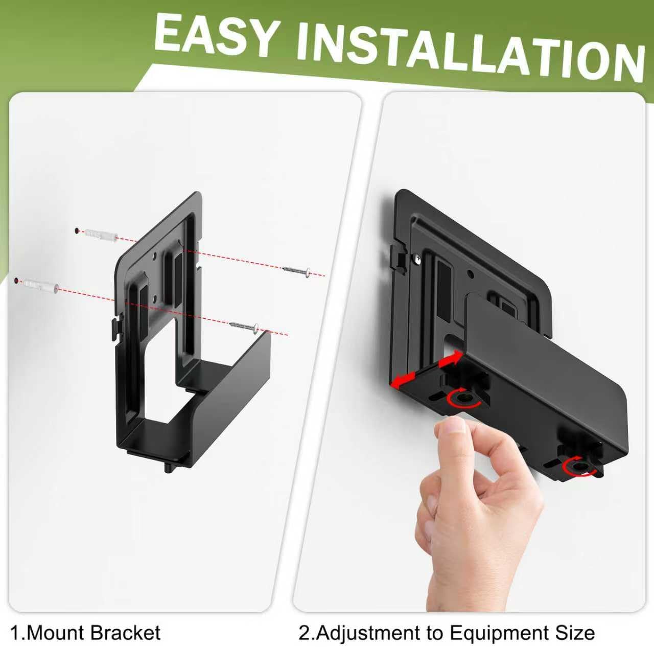 4 Pack Cable Box Mount and Modem Mount, Adjustable Wall Mount for Small and Wide Devices, Media Players, Cable Boxes, Modems, DVD Players