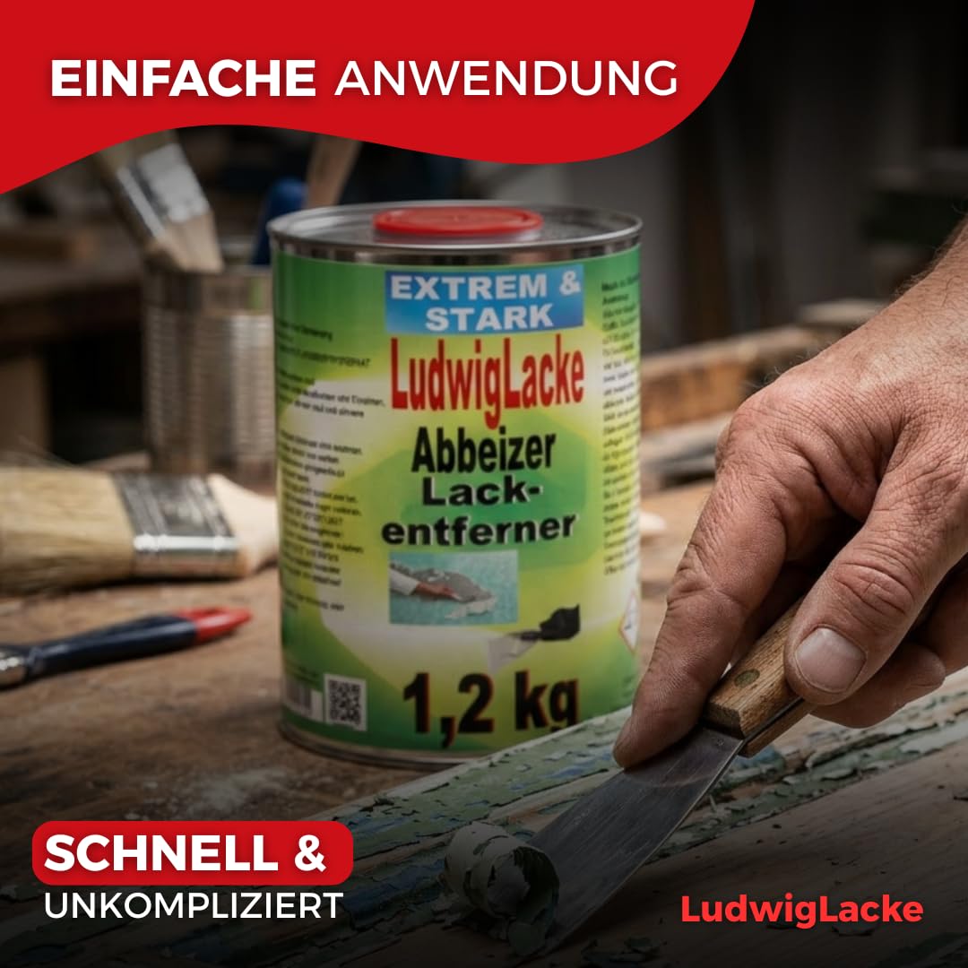 Der Originale LudwigLacke Abbeizer Lackentferner 2x1,2 kg, für Holz und Metall – (Kraftvoller Farbentferner) für (professionelle Ergebnisse) für Metal und Holz