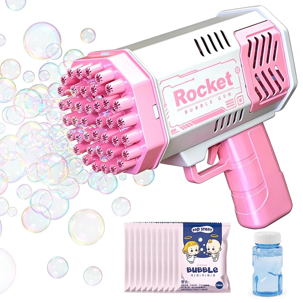 Bubble Gun, Bubble Machine for Kids with Bottles Refill Solution, Bubble Maker Toy for Girls Kids Summer Outdoor Party Garden Toys Birthday Gift — image 1
