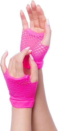 Alvogimor Guantes de red, guantes de malla sin dedos, guantes de muñeca de nailon elástico para mujer, fiesta temática de los años 80, Halloween