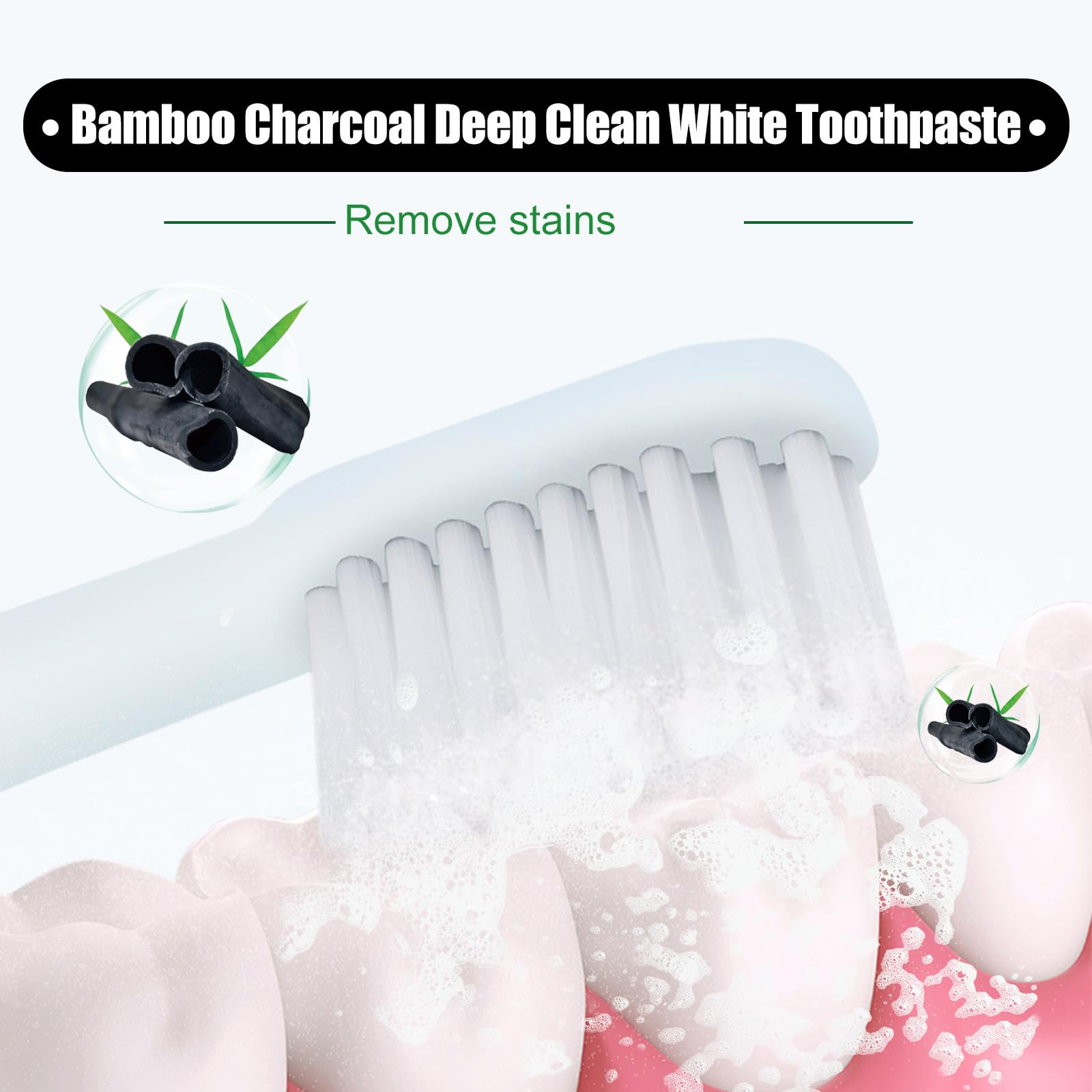 Dentifricio Sbiancante Al Carbone Di Bambù Kicklo, Dentifricio Al Carbone Di Bambù Per La Pulizia Profonda, Schiuma Dentale, Sbiancamento Dei Denti E Rinfresco Alito (7pcs)