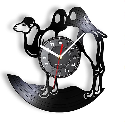 ICECHEN Reloj de pared de 118in color camello reloj de pared de vinilo de safari africano arte de pared Bactria camel decoración del hogar reloj de