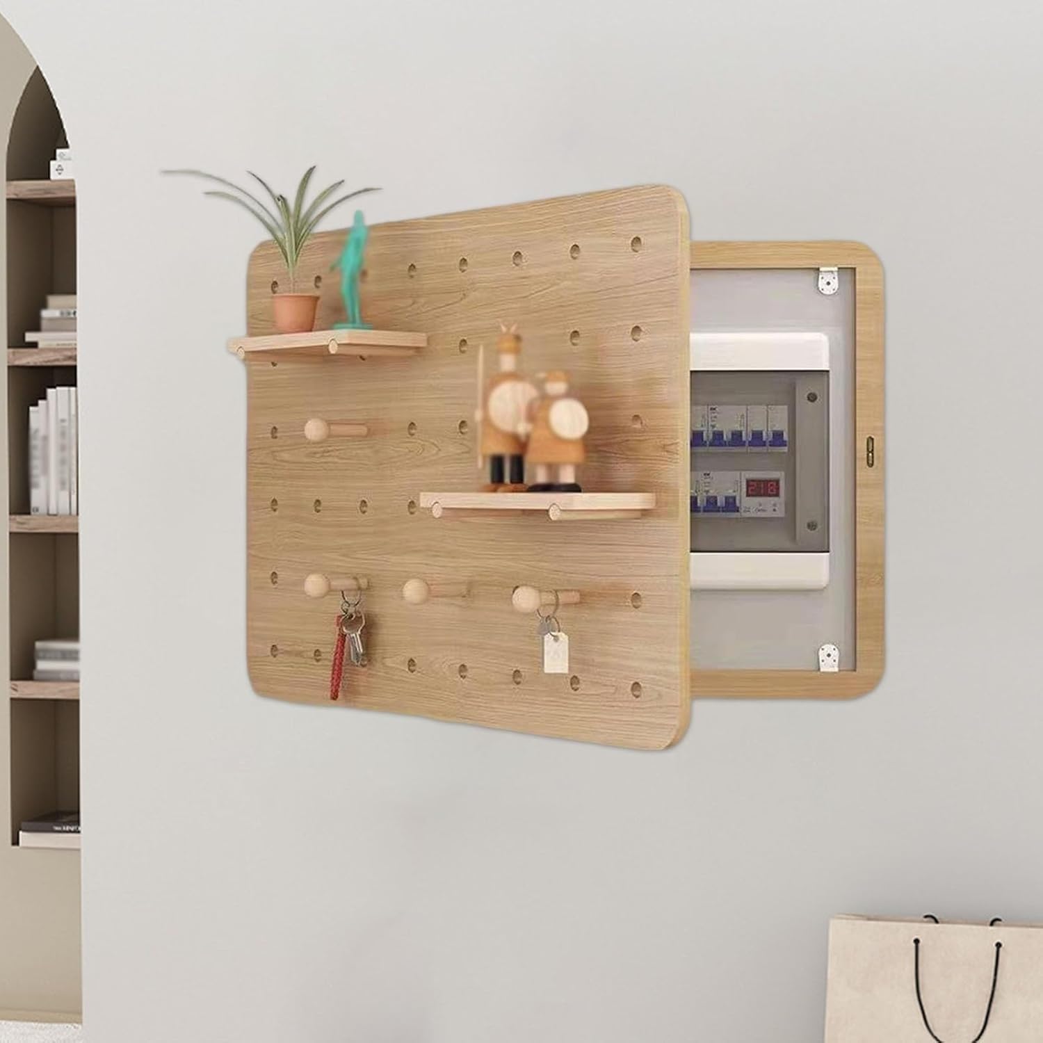 Zählerschrank Verkleidung Aus Holz Dekorative Abdeckung Für Stromzählerbox Und Sicherungskasten Stromkasten Abdeckung Zum Verstecken Hässlicher Für Wohnzimmer, Esszimmer Flure A,55 * 45CM