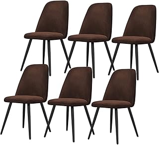 WLZWZ Sedie per Sala da Pranzo da Cucina Moderna Sedie Pranzo Velluto Set 6 Sedie Bancone Cucina Sedie Angolari Soggiorno con Gambe Metallo Sedile Schienali Velluto (Color : Dark Brown)