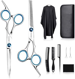 Hair Cutting Scissors Shears Kits, 10 Pcs Professional Hairdressing Scissors Set, Stainless Steel Hairdressing Shears Set Professional Thinning Scissors for Barber/Salon/Home/Men/Women/Kids/Adults-picture-24