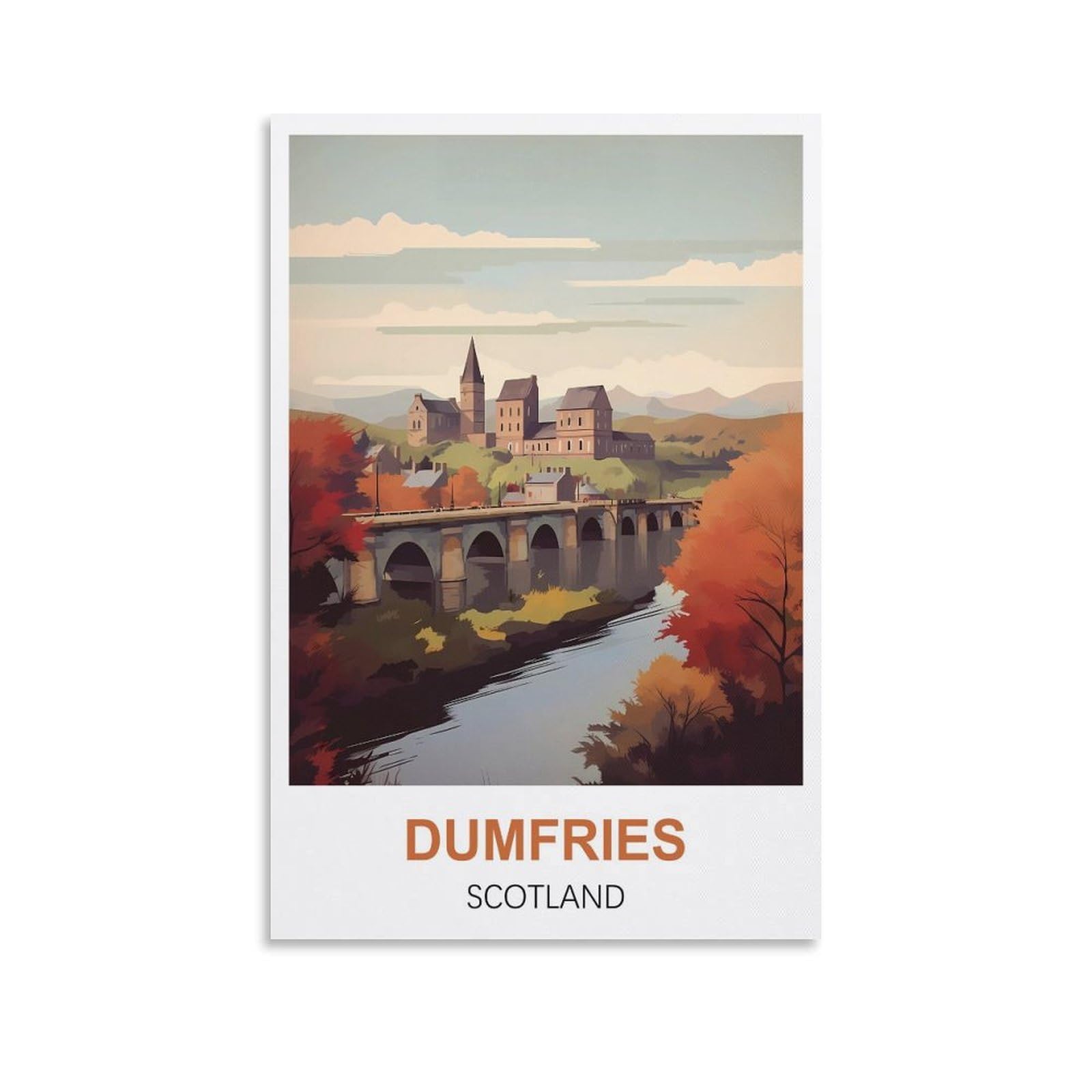CYYHGEE Dumfries Scotland Vintage Travel Poster 08x12inch(20x30cm) Canvas Poster Wall Art Living Room Home Decor