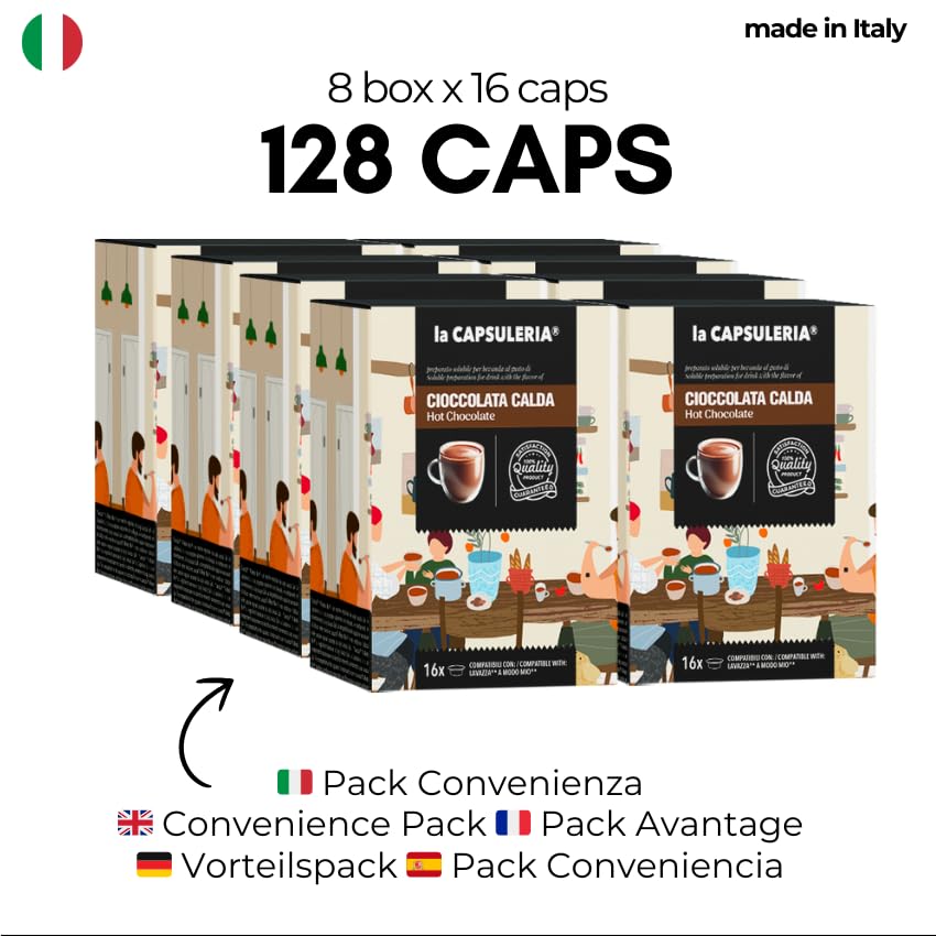 HOT CHOCOLATE (128 Capsules) compatible with Lavazza A Modo Mio - (La Capsuleria) : Amazon.ie: Grocery HOT CHOCOLATE (128 Capsules) compatible with Lavazza A Modo Mio - (La Capsuleria) : Amazon.ie: Grocery