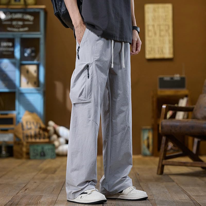 Men's Spring Summer Street Style Straight Loose Heavyweight Retro American Trendy Workwear Casual Pants3