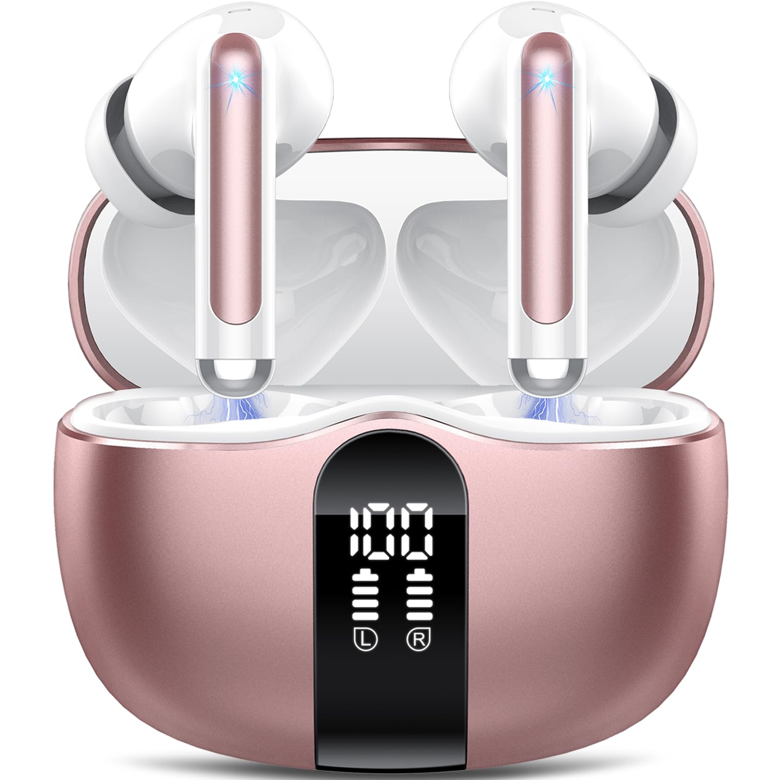 Cuffie Bluetooth, Auricolari Bluetooth 5.3 Stereo HiFi con 4 ENC Mic Cuffie Wireless-con 40 Ore di Riproduzione In Ear Cuffiette, Touch Control, IP7 Impermeabile Auricolari Wireless