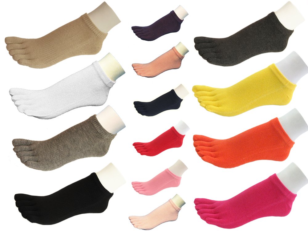 COUVER 5 Finger Hot Pink Men's/Women's No Show Toe socks Premium Quality