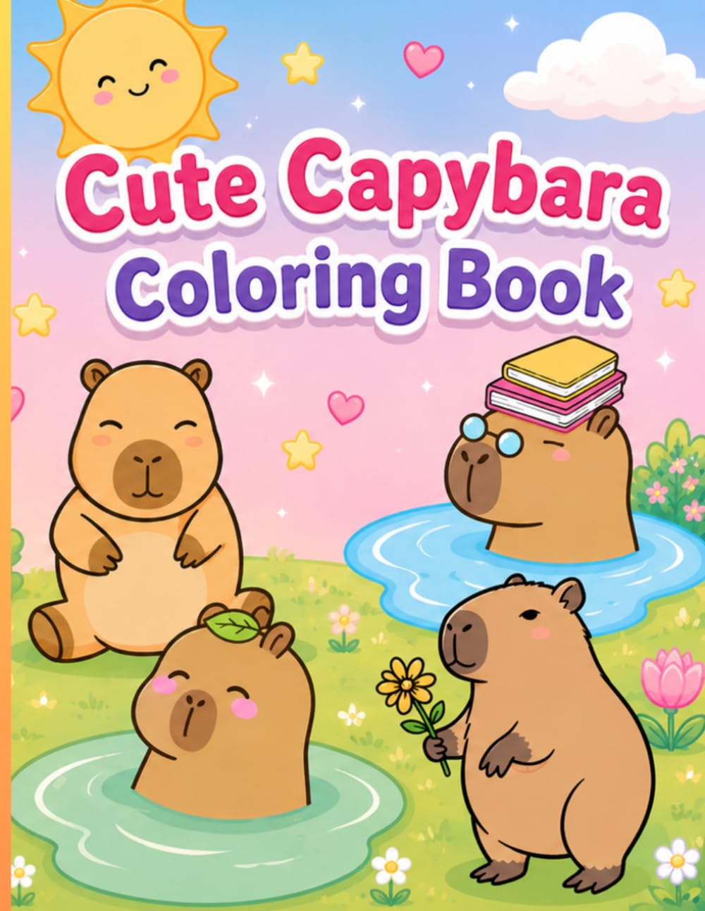 Cute Capybara Coloring Book: Fun and Easy Coloring Pages for Kids Ages 3-10