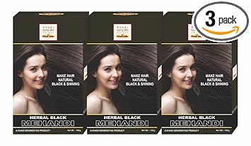 Khadi Mauri Herbal Black Henna Premium - Nourishes Scalp & Provides Black Hair - Pack of 3 Combo - Pack of 3