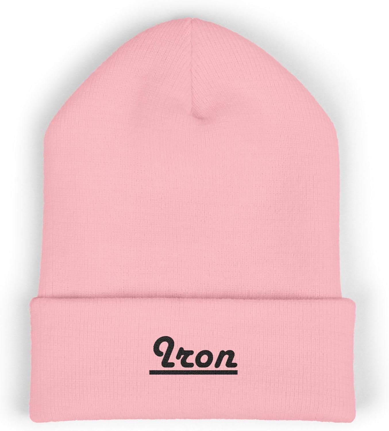 Iron Classic Cuffed Beanie Hat with Embroidery Message