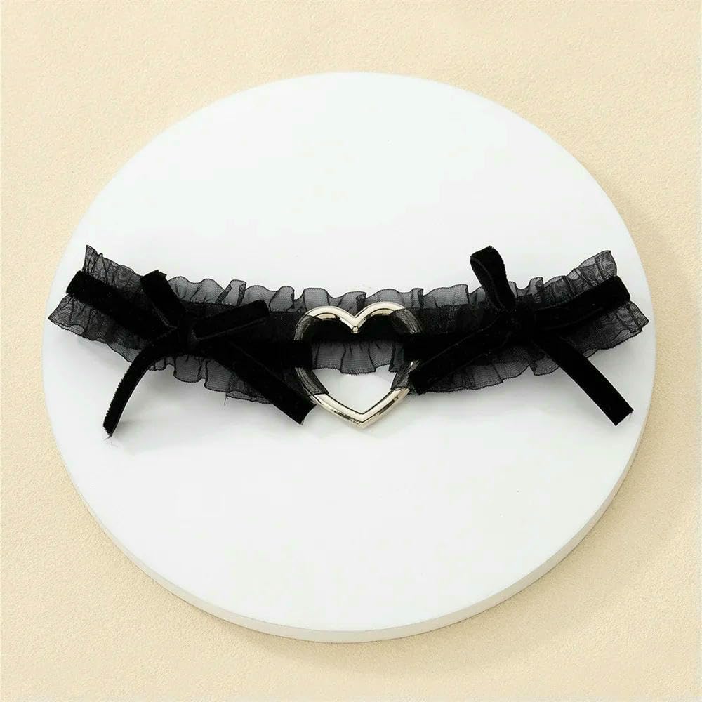 LNKUGN Garter Punk Cross Heart Bow Leg Ring Bell Thigh Choker Chain Women Lingerie Cosplay Harness