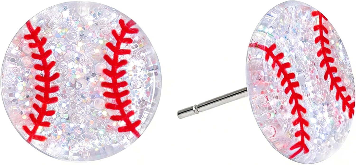 Nanafast Acrylic Sports Earrings for Women Soccer/Basketball/Baseball/Softball/Volleyball/Football Stud Earrings for Game Day Outfits Sport Lover Gifts