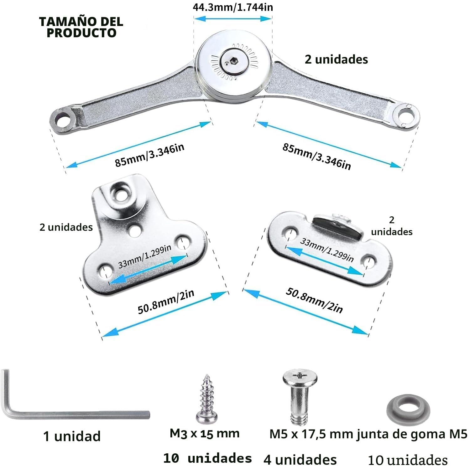 2 PiezasBisagra de Soporte de Tapa Elevación, Bisagra Plegable, Bisagra Abatible de Soporte de Tapa de 75/90/110 Grados para Puerta de Armario de Cocina Puerta de Gabinete Muebles