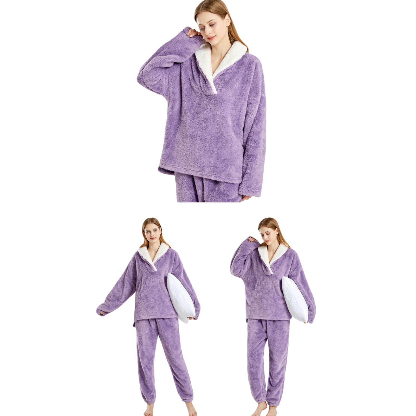 Pijamas De Mujer Pijamas De Mujer Nuevos De Invierno Y Navidad, Gruesos, Cómodos, De Algodón, Ropa De Estar por Casa, Conjunto De Pijamas Térmicos para Mujer-rojo-2xl