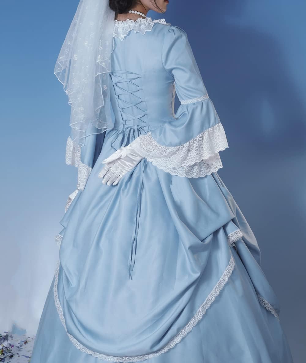 CountryWomen Womens 18th Century Victorian Costume Long Marie Antoinette Masked Ball Gown - Image 6